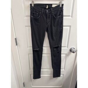 Rag & Bone Jean Women 24 Black Distressed Skinny Jeans Low Rise